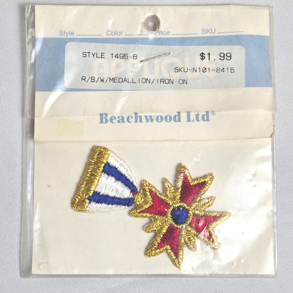 Beachwood Ltd Military‎ Style Medallion Embroidered Patch, 1495B, Vtg 1991 New